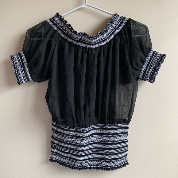 Off The Shoulder Sheer Button Up Top - Picture 2 of 2